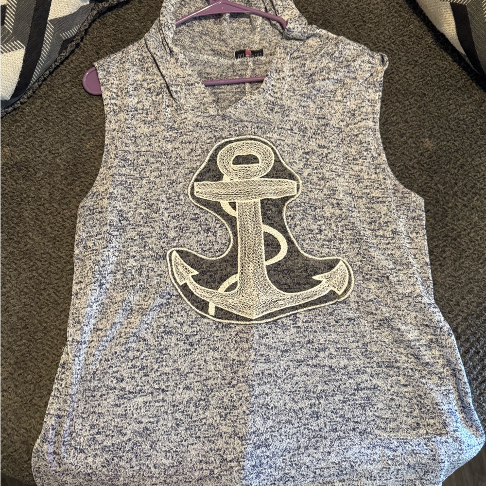 Free Kisses Blue and White Anchor Tank Top